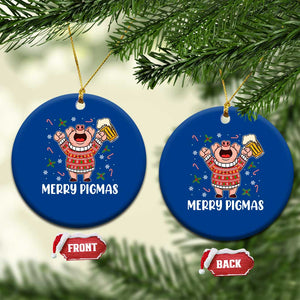 Christmas Pig Drinking Beer Ceramic Ornament Funny Merry Pigmas Gift TS12 1pc Blue Print Your Wear