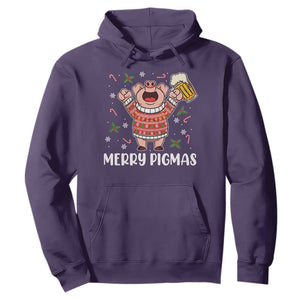 Christmas Pig Drinking Beer Hoodie Funny Merry Pigmas Gift TS12 Purple Print Your Wear