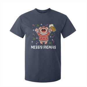 Christmas Pig Drinking Beer T Shirt For Kid Funny Merry Pigmas Gift TS12 Navy Print Your Wear