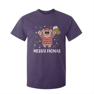 Christmas Pig Drinking Beer T Shirt For Kid Funny Merry Pigmas Gift TS12 Purple Print Your Wear