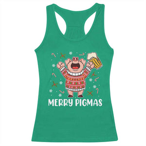 Christmas Pig Drinking Beer Racerback Tank Top Funny Merry Pigmas Gift TS12 Irish Green Print Your Wear