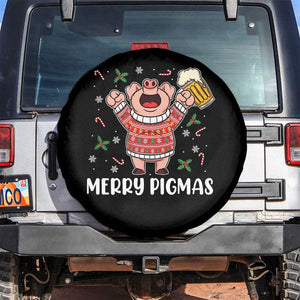 Christmas Pig Drinking Beer Spare Tire Cover Funny Merry Pigmas Gift TS12 No hole Black Print Your Wear