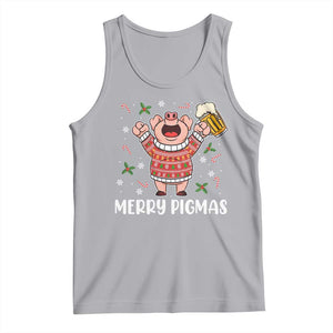 Christmas Pig Drinking Beer Tank Top Funny Merry Pigmas Gift TS12 Athletic Heather Print Your Wear