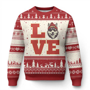 Midwest Wolf Football Pride Ugly Christmas Sweater Game Day Gift TS12 Beige Red Print Your Wear