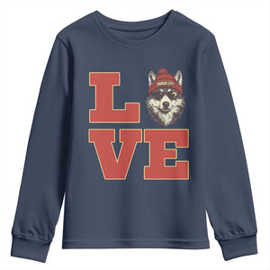 Midwest Wolf Football Pride Youth Sweatshirt Game Day Gift TS12 Navy Print Your Wear