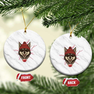 Howling Wolf Spirit For The Midwest Football Fan Ceramic Ornament TS12 1pc White Marble Print Your Wear