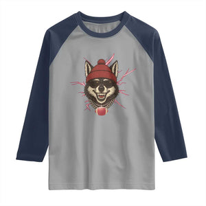 Howling Wolf Spirit For The Midwest Football Fan Raglan Shirt TS12 Sport Gray Navy Print Your Wear