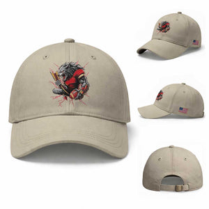 Midwest Wolf Spirit Baseball Cap American Football Fan Lifestyle TS12 Baseball Cap Universal Fit Beige Print Your Wear