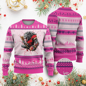 Midwest Wolf Spirit Ugly Christmas Sweater American Football Fan Lifestyle TS12 Hot Pink Print Your Wear