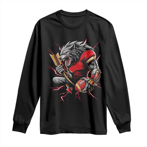Midwest Wolf Spirit Long Sleeve Shirt American Football Fan Lifestyle TS12 Black Print Your Wear