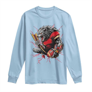 Midwest Wolf Spirit Long Sleeve Shirt American Football Fan Lifestyle TS12 Light Blue Print Your Wear