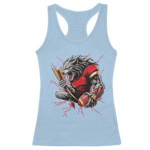 Midwest Wolf Spirit Racerback Tank Top American Football Fan Lifestyle TS12 Light Blue Print Your Wear