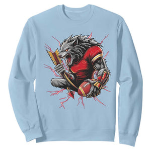 Midwest Wolf Spirit Sweatshirt American Football Fan Lifestyle TS12 Light Blue Print Your Wear