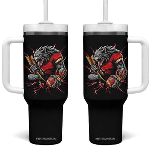 Midwest Wolf Spirit Tumbler With Handle American Football Fan Lifestyle TS12 One Size: 40 oz Black Print Your Wear