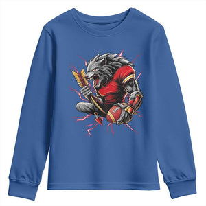 Midwest Wolf Spirit Youth Sweatshirt American Football Fan Lifestyle TS12 Royal Blue Print Your Wear