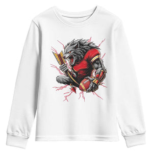 Midwest Wolf Spirit Youth Sweatshirt American Football Fan Lifestyle TS12 White Print Your Wear