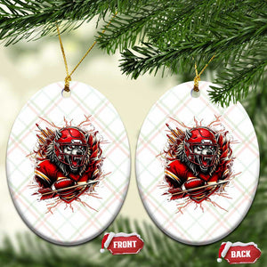 American Football Fan Wolf Spirit Ceramic Ornament Game Day Lifestyle TS12 Print Your Wear