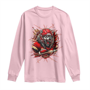 American Football Fan Wolf Spirit Long Sleeve Shirt Game Day Lifestyle TS12 Light Pink Print Your Wear
