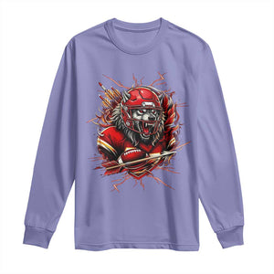 American Football Fan Wolf Spirit Long Sleeve Shirt Game Day Lifestyle TS12 Violet Print Your Wear