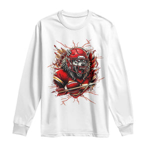 American Football Fan Wolf Spirit Long Sleeve Shirt Game Day Lifestyle TS12 White Print Your Wear