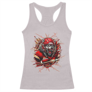 American Football Fan Wolf Spirit Racerback Tank Top Game Day Lifestyle TS12 Ice Gray Print Your Wear