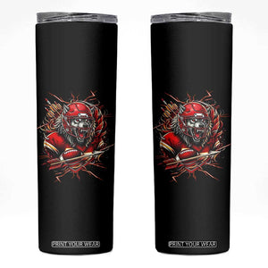 American Football Fan Wolf Spirit Skinny Tumbler Game Day Lifestyle TS12 Black Print Your Wear