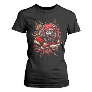 American Football Fan Wolf Spirit T Shirt For Women Game Day Lifestyle TS12 Black Print Your Wear