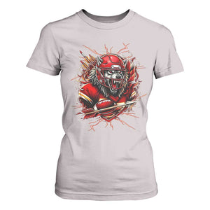 American Football Fan Wolf Spirit T Shirt For Women Game Day Lifestyle TS12 Ice Gray Print Your Wear