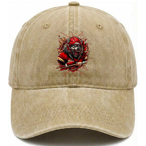 American Football Fan Wolf Spirit Washed Cotton Baseball Cap Game Day Lifestyle TS12 Print Your Wear