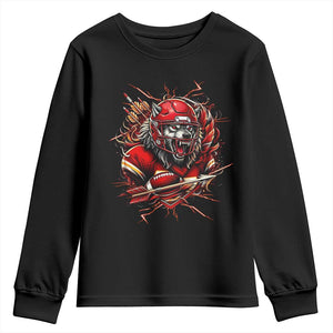 American Football Fan Wolf Spirit Youth Sweatshirt Game Day Lifestyle TS12 Black Print Your Wear