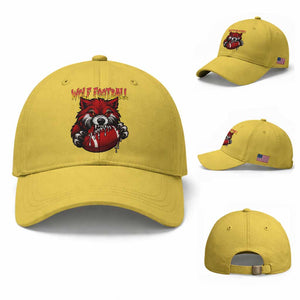 Wolf Football Lover Baseball Cap American Sports Fan Gift TS12 Baseball Cap Universal Fit Yellow Print Your Wear