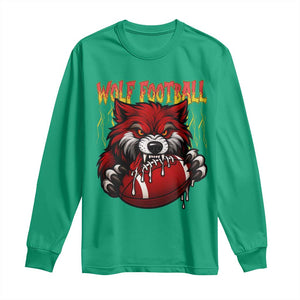 Wolf Football Lover Long Sleeve Shirt American Sports Fan Gift TS12 Irish Green Print Your Wear