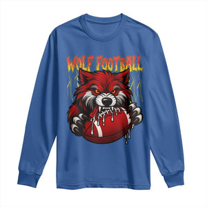 Wolf Football Lover Long Sleeve Shirt American Sports Fan Gift TS12 Royal Blue Print Your Wear