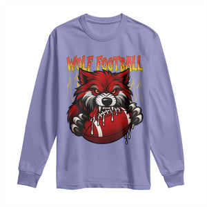 Wolf Football Lover Long Sleeve Shirt American Sports Fan Gift TS12 Violet Print Your Wear