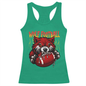 Wolf Football Lover Racerback Tank Top American Sports Fan Gift TS12 Irish Green Print Your Wear