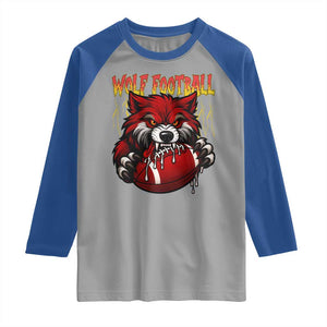 Wolf Football Lover Raglan Shirt American Sports Fan Gift TS12 Sport Gray Royal Print Your Wear