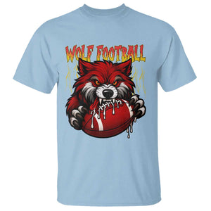 Wolf Football Lover T Shirt American Sports Fan Gift TS12 Light Blue Print Your Wear