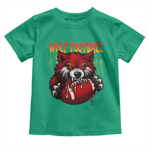Wolf Football Lover Toddler T Shirt American Sports Fan Gift TS12 Irish Green Print Your Wear