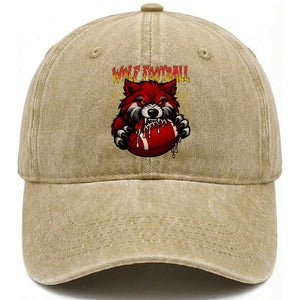 Wolf Football Lover Washed Cotton Baseball Cap American Sports Fan Gift TS12 Print Your Wear