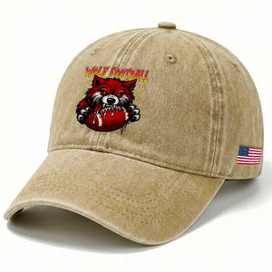 Wolf Football Lover Washed Cotton Baseball Cap American Sports Fan Gift TS12 Print Your Wear