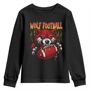 Wolf Football Lover Youth Sweatshirt American Sports Fan Gift TS12 Black Print Your Wear