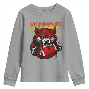Wolf Football Lover Youth Sweatshirt American Sports Fan Gift TS12 Sport Gray Print Your Wear