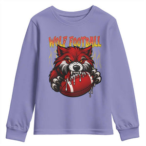 Wolf Football Lover Youth Sweatshirt American Sports Fan Gift TS12 Violet Print Your Wear