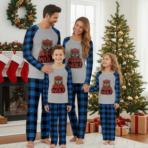 Wolf Football Lover Plaid Pajama Set Game Day Tailgate Lifestyle TS12 Blue Plaid Print Your Wear