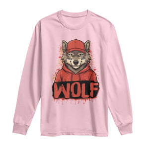 Wolf Football Lover Long Sleeve Shirt Game Day Tailgate Lifestyle TS12 Light Pink Print Your Wear