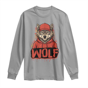 Wolf Football Lover Long Sleeve Shirt Game Day Tailgate Lifestyle TS12 Sport Gray Print Your Wear