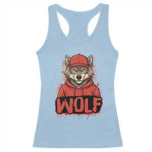 Wolf Football Lover Racerback Tank Top Game Day Tailgate Lifestyle TS12 Light Blue Print Your Wear