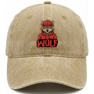 Wolf Football Lover Washed Cotton Baseball Cap Game Day Tailgate Lifestyle TS12 Print Your Wear