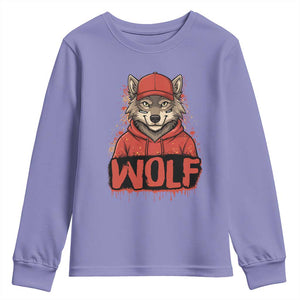 Wolf Football Lover Youth Sweatshirt Game Day Tailgate Lifestyle TS12 Violet Print Your Wear