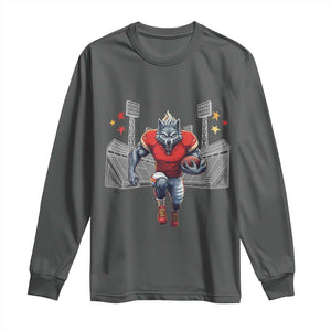 Wolf Football Lover Long Sleeve Shirt Midwest Game Day Lifestyle TS12 Dark Heather Print Your Wear